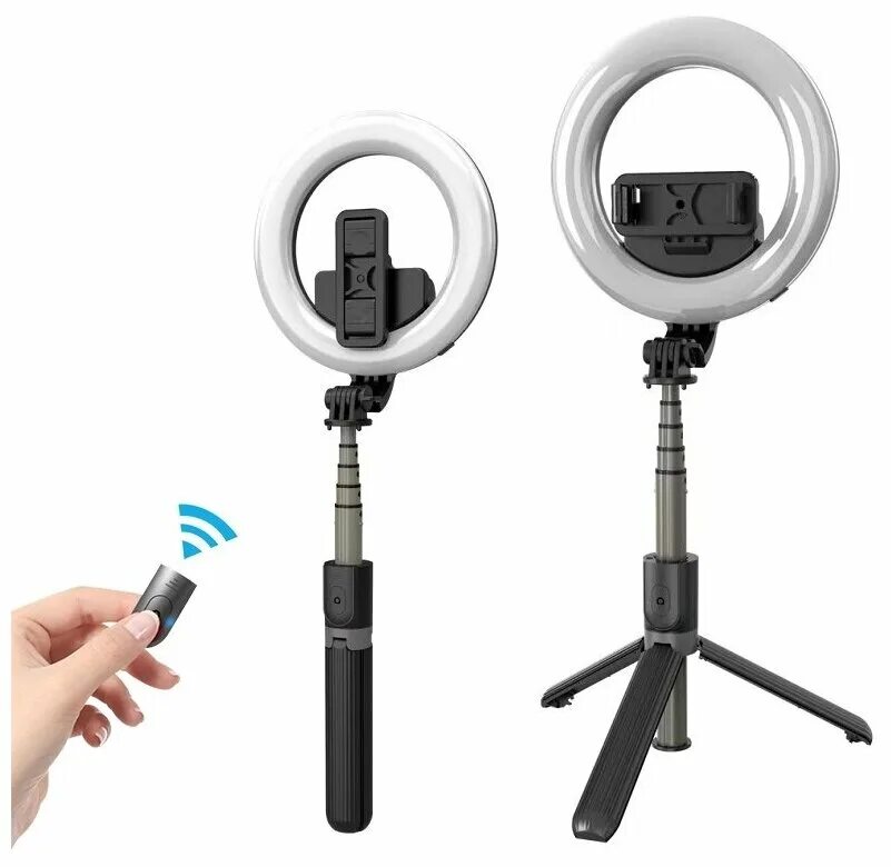 Тренога селфи. Кольцевая лампа selfie Stick l07. Монопод-трипод l-07 с кольцевой led лампой Black. Селфи лампа 6” + штатив с Bluetooth пультом p20d. Пульт для селфи кольцо so1.