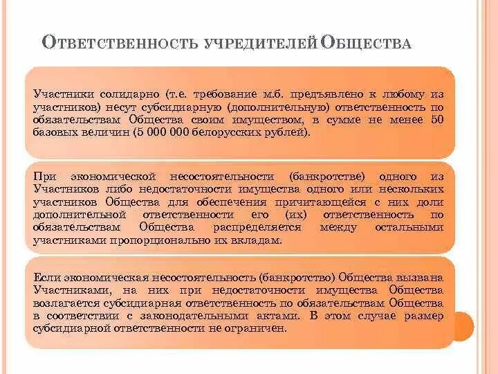 Учредитель ооо закон. Ответственность учредителей. Ответственность учредителей по обязательствам организации. Ответственность общества. Ответственность учредителей ООО.