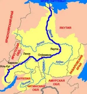 Где протекает река лена на карте