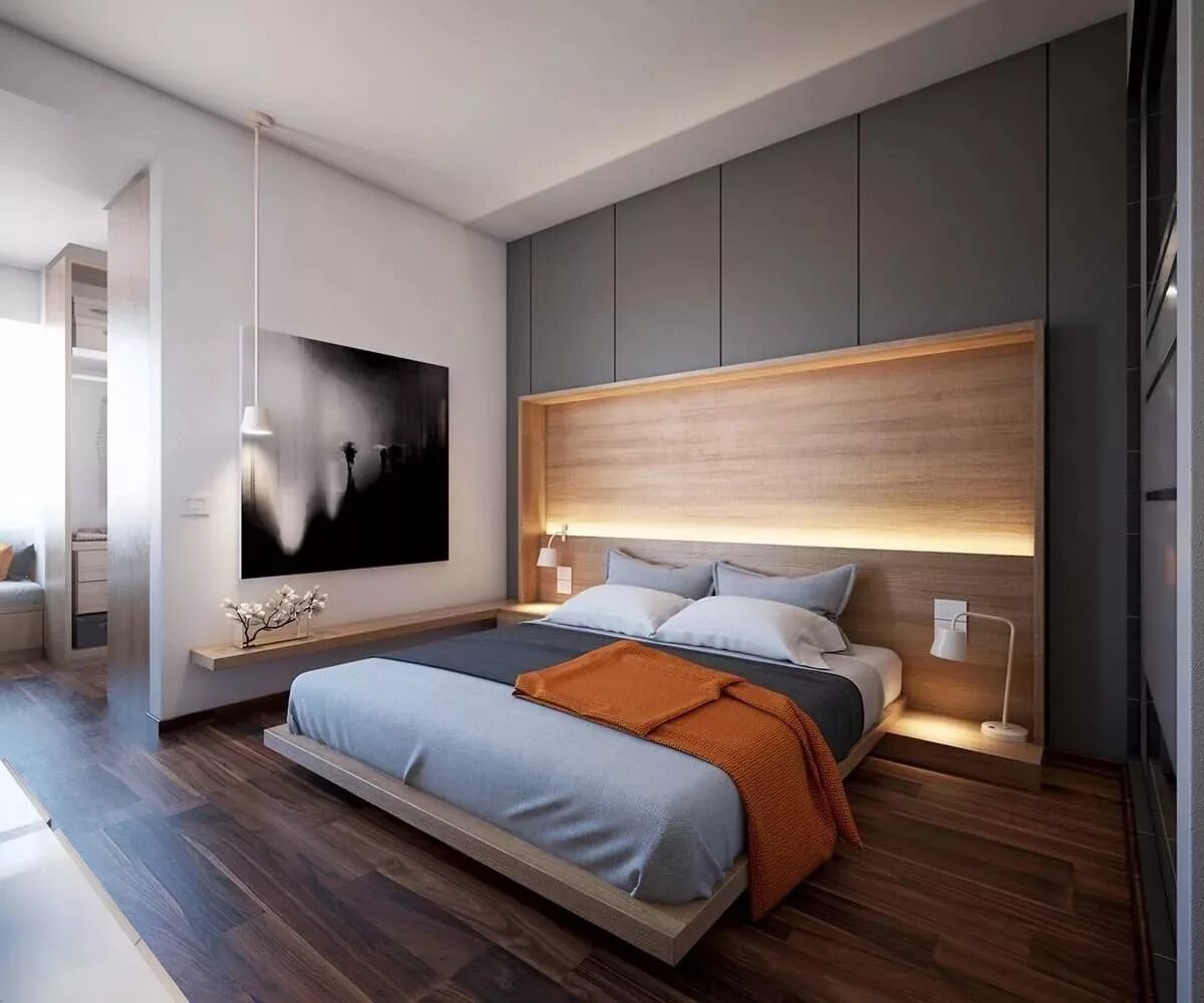 Какой интерьер спальни. Спальня в минималистическом стиле 14 кв.м. Спальня 13 кв Минимализм. Спальня в современном стиле. Стильная современная спальня.