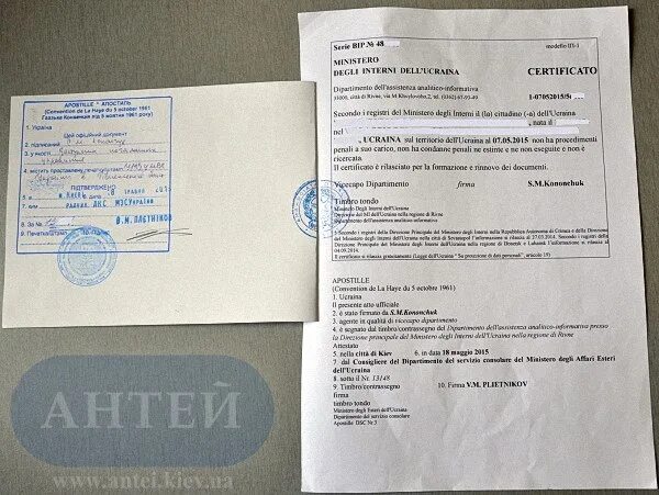 Апостиль на справку о несудимости: стоимость недорого