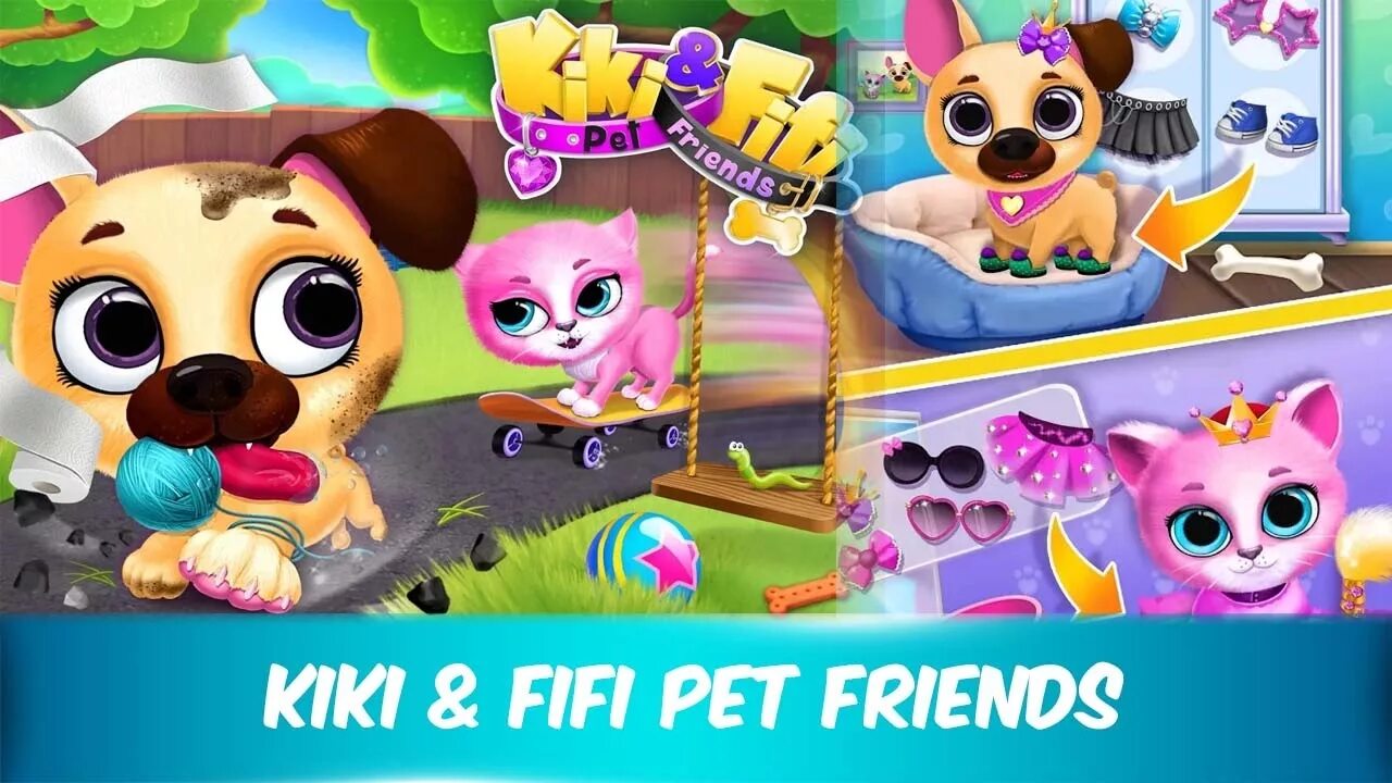 Игра Кики Фифи. Игра Pet friends. Кики и Фифи вечеринка Пузырев. Кики и собака Фифи.