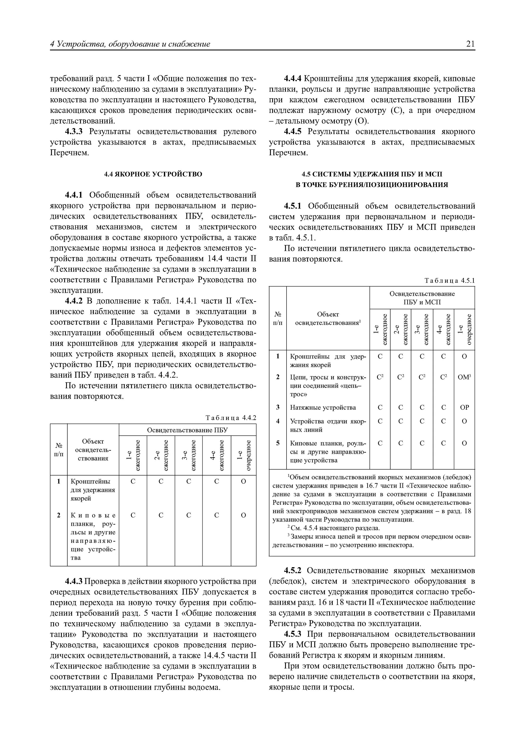 Инструкция регистра. Требования регистра к якорному устройству. Освидетельствования якорной цепи.