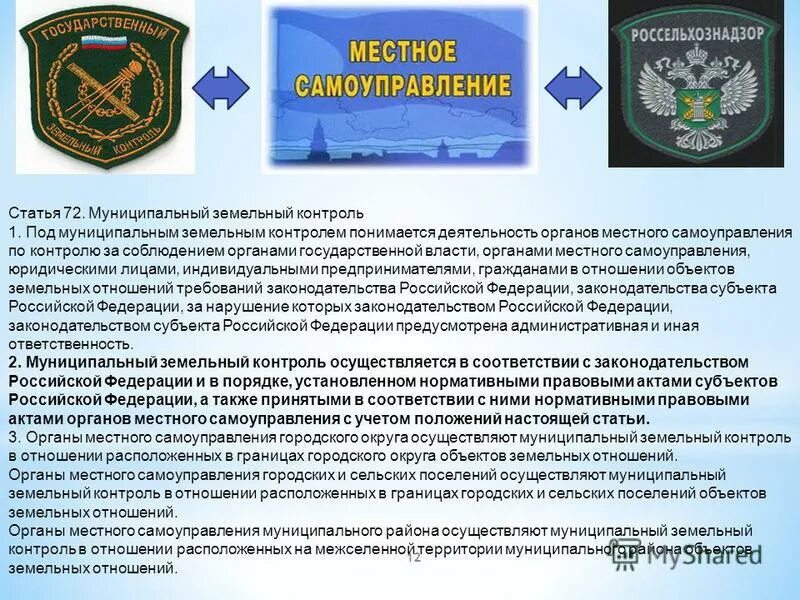 Органы муниципального земельного контроля. Органы, осуществляющие муниципальный земельный контроль. Муниципальный земельный надзор. Земельный контроль презентация.