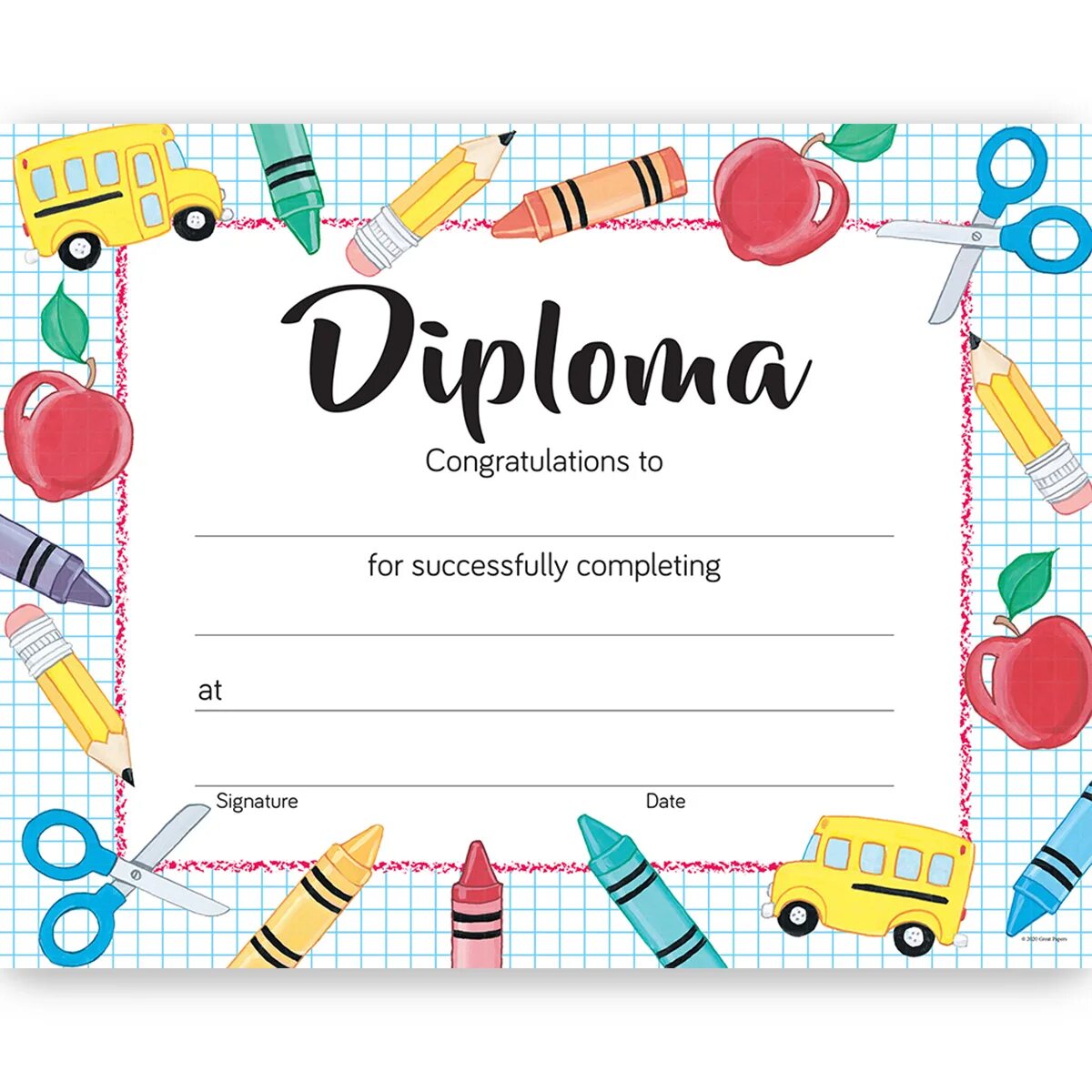 The Diploma for Printing. Kids School Diploma pdf.