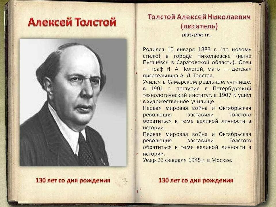 Годы рождения русских писателей. А Н толстой биография 4 класс. Алексея Николаевича Толстого (1883-1945). А Н толстой краткая биография. Образование Алексея Николаевича Толстого.