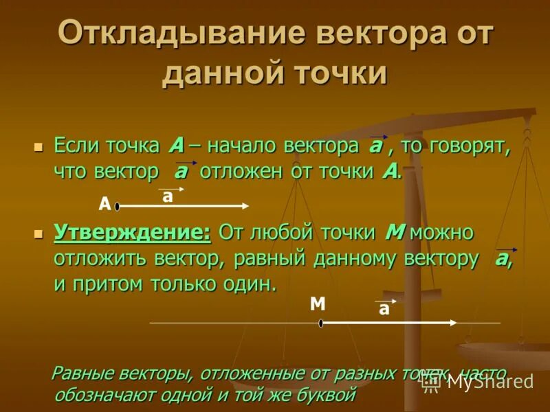 Обозначение вектора. Теорема об откладывании вектора от точки. Математические обозначения векторы. Если точка а начало вектора. Теорема об откладывании вектора от точки.