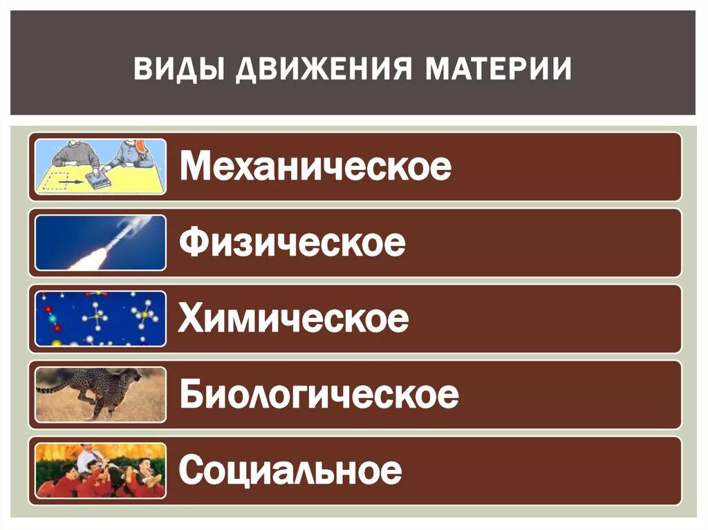 Назовите формы движения. Биологическая форма движения материи. Механическая форма движения материи. Химическая форма движения материи. Пять форм движения материи.