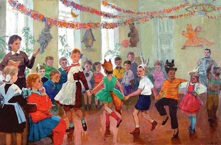 Новый год в Советской живописи. Советские новогодние праздники. Школьный праздник новый год. Друзья давайте организуем праздник для ребят приехавших