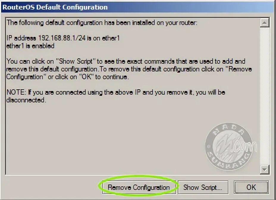Default configuration. Default configuration