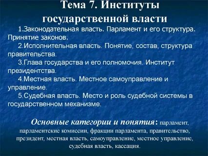 Виды институтов государственной власти