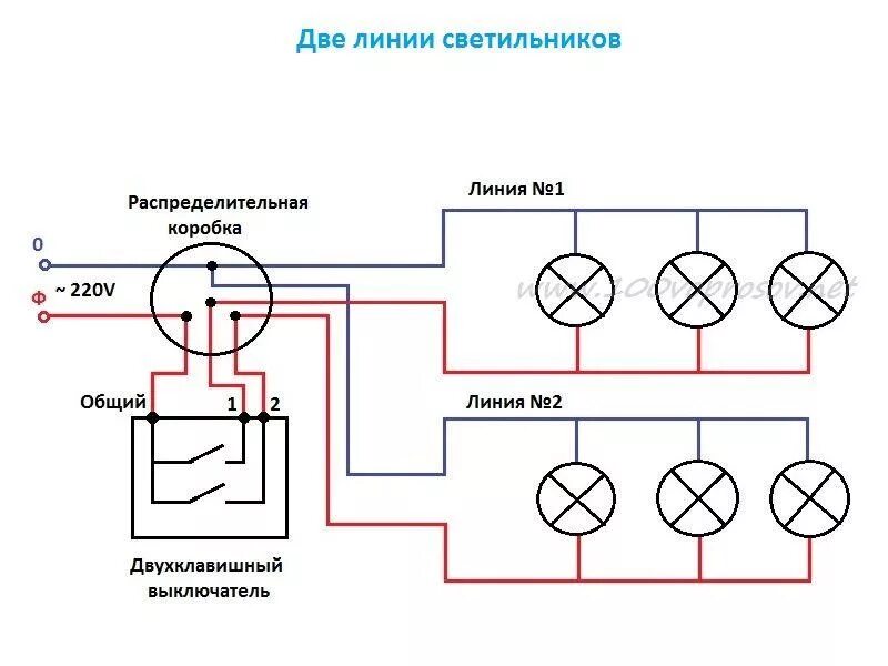 Как соединить 4 лампы