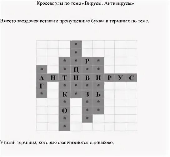Кроссворд на тему вирусы информатика