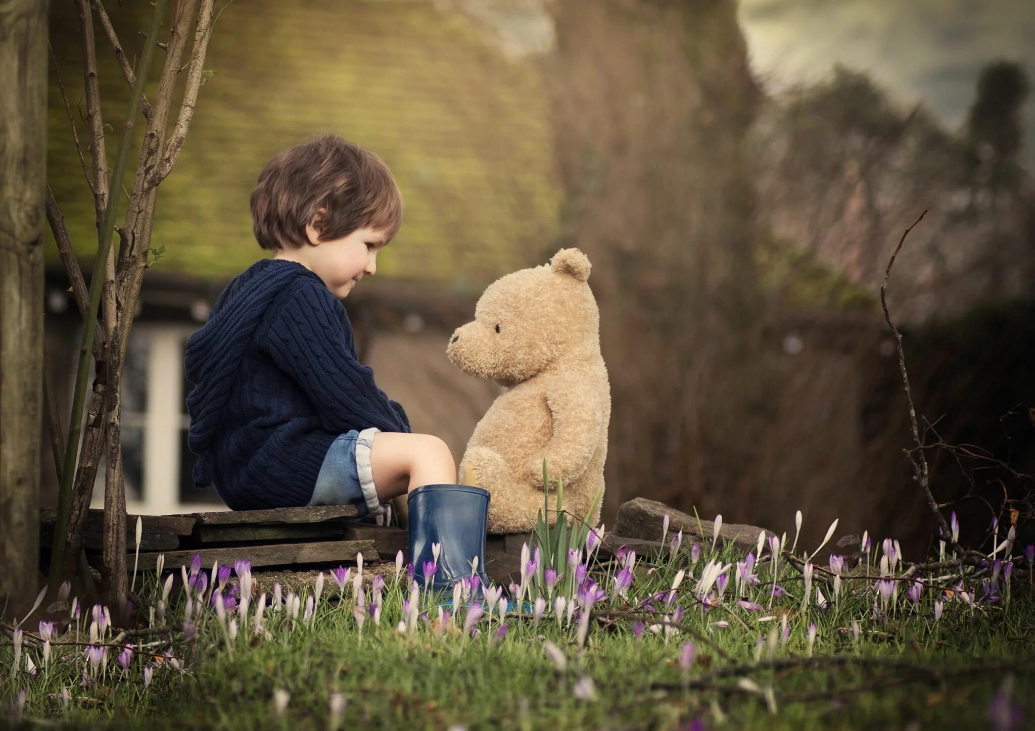 Мальчик с мишкой. Мальчик с игрушечным медведем. Мишка для детей. Фотосессия игрушек на природе.