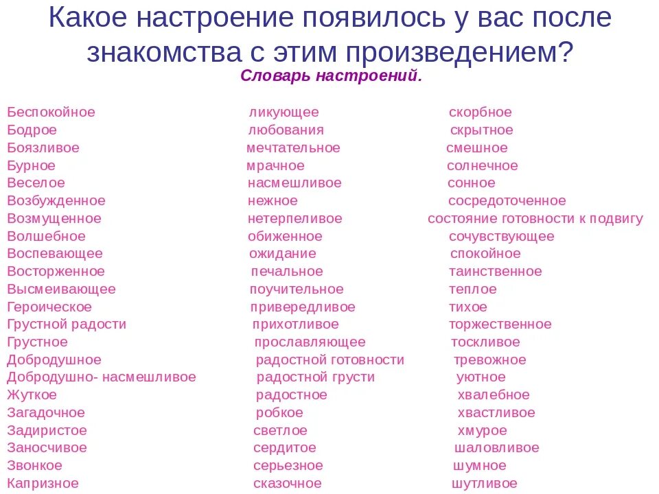 Сколько прилагательных в стихотворении. Какое бывает настроение. Какое бывает настроение у человека. Какое .ывсеь настроение. Настроение человека список.