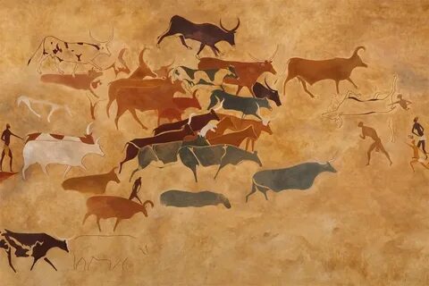 Древнеегипетские настенные росписи и рисунки первобытных людей