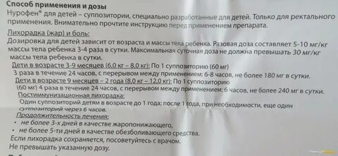 Нурофен расчет дозировки детям