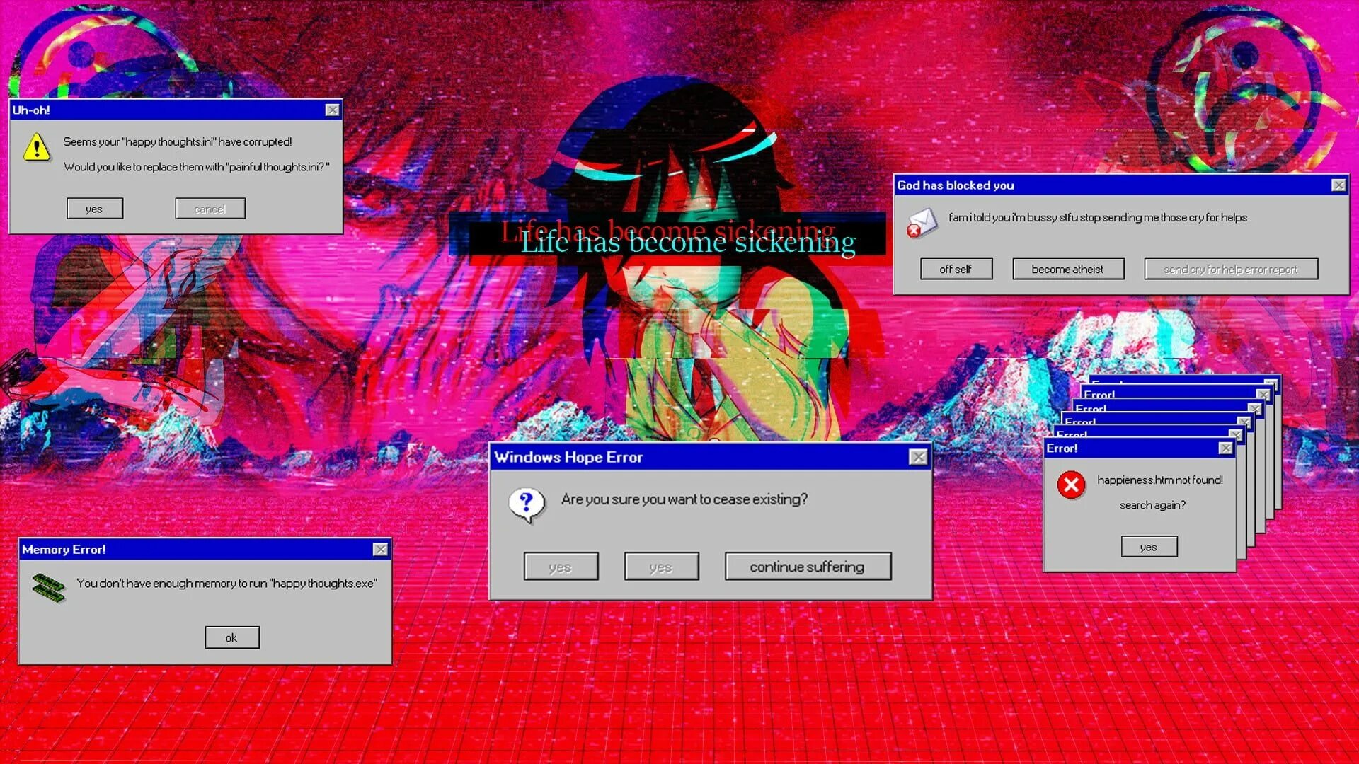 Wave bootstrapper error. Обои error. обои на рабочий стол vaporwave. обои на рабочий стол error. вапорвейв виндовс.