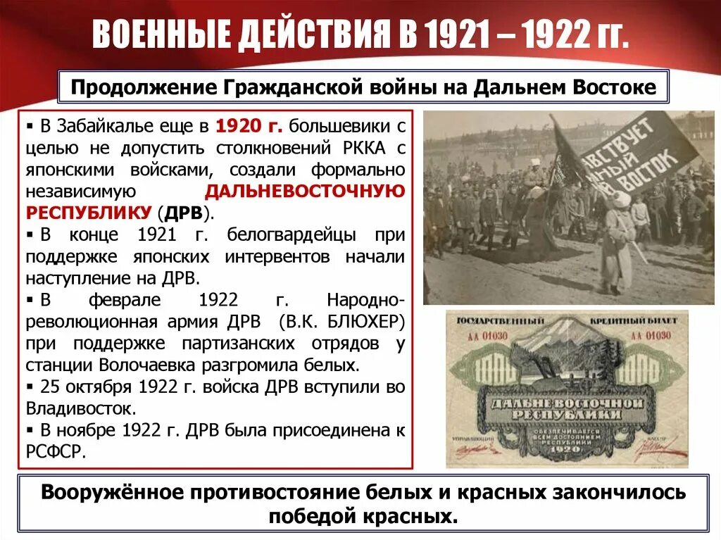 1921 1922 Завершение гражданской войны. Великая российская революция на дальнем востоке этапы