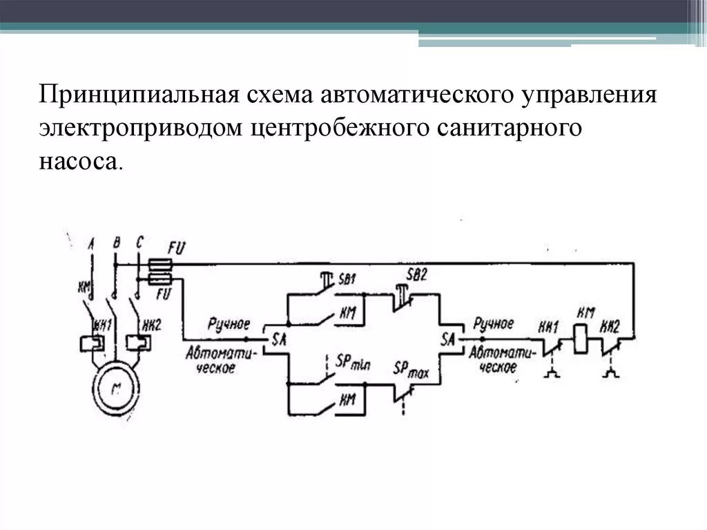 Принципиальная электрическая схема электродвигателя насоса. Принципиальная электрическая схема управления центробежным насосом. Электрическая схема подключения центробежного насоса. Принципиальная электрическая схема центробежного насоса.