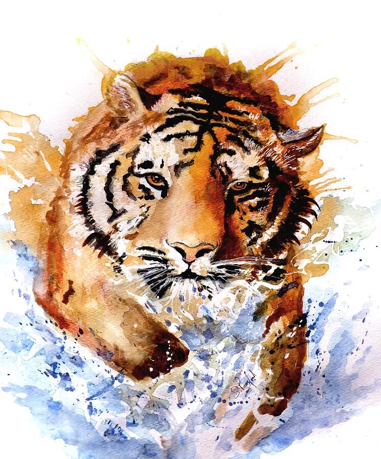 Big painting. Тигр акварель. Тигренок акварель. Картина тигр акварель. Портрет тигра акварелью.