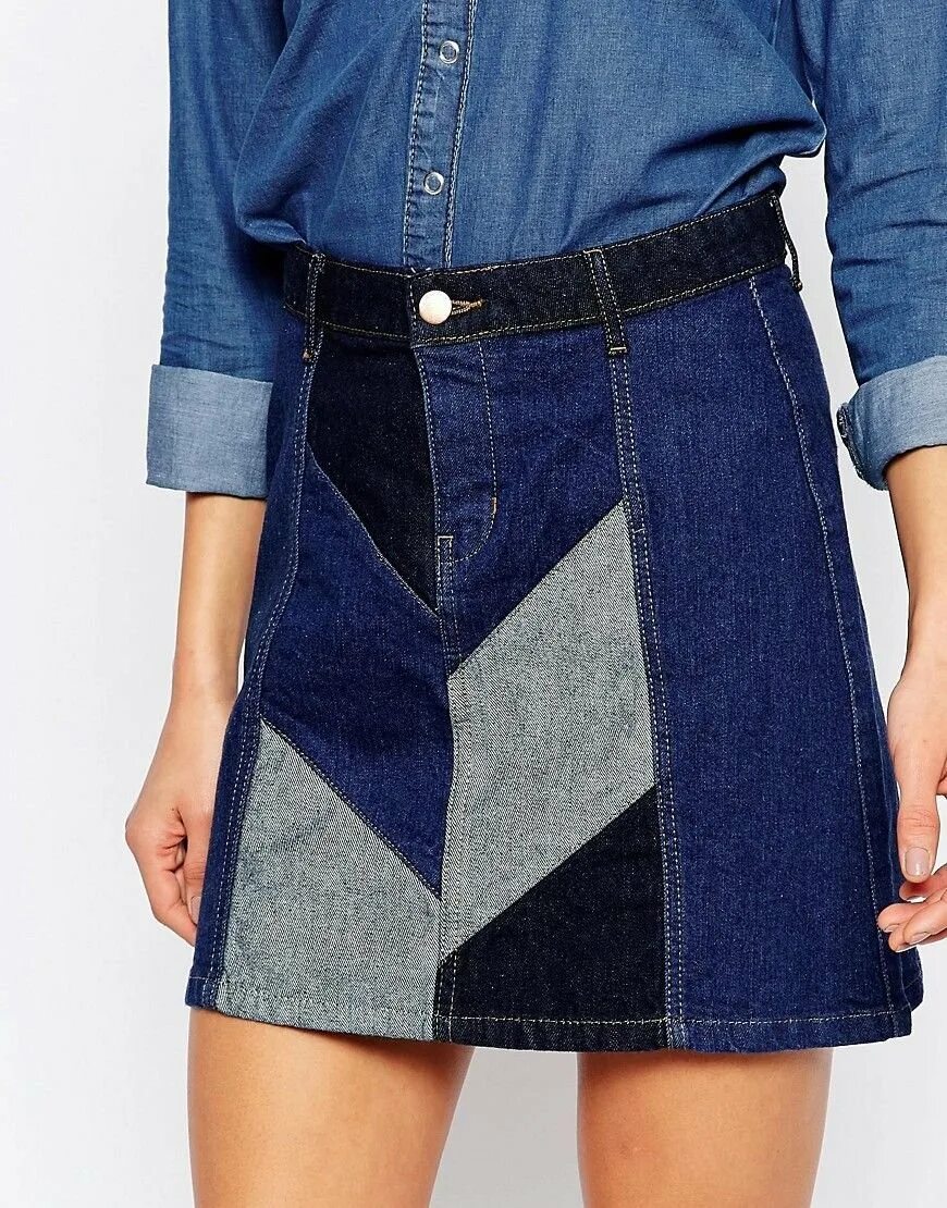 Джинсовая одежда юбка. Комбинированная джинсовая юбка. Комбинированные джинсовые юбки. Джинсовая юбка пэчворк. Юбка комбинированная с джинсой.
