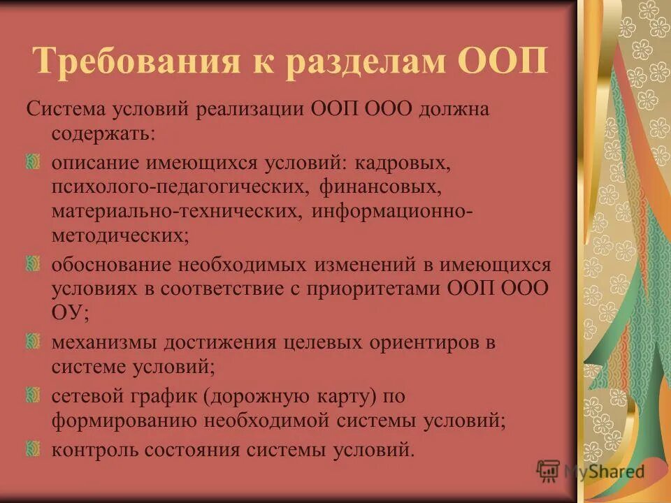 Требования к основным образовательным программам ооо