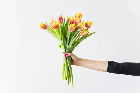 Download wallpaper flowers, hand, tulips, manicure, section flowers in resolutio