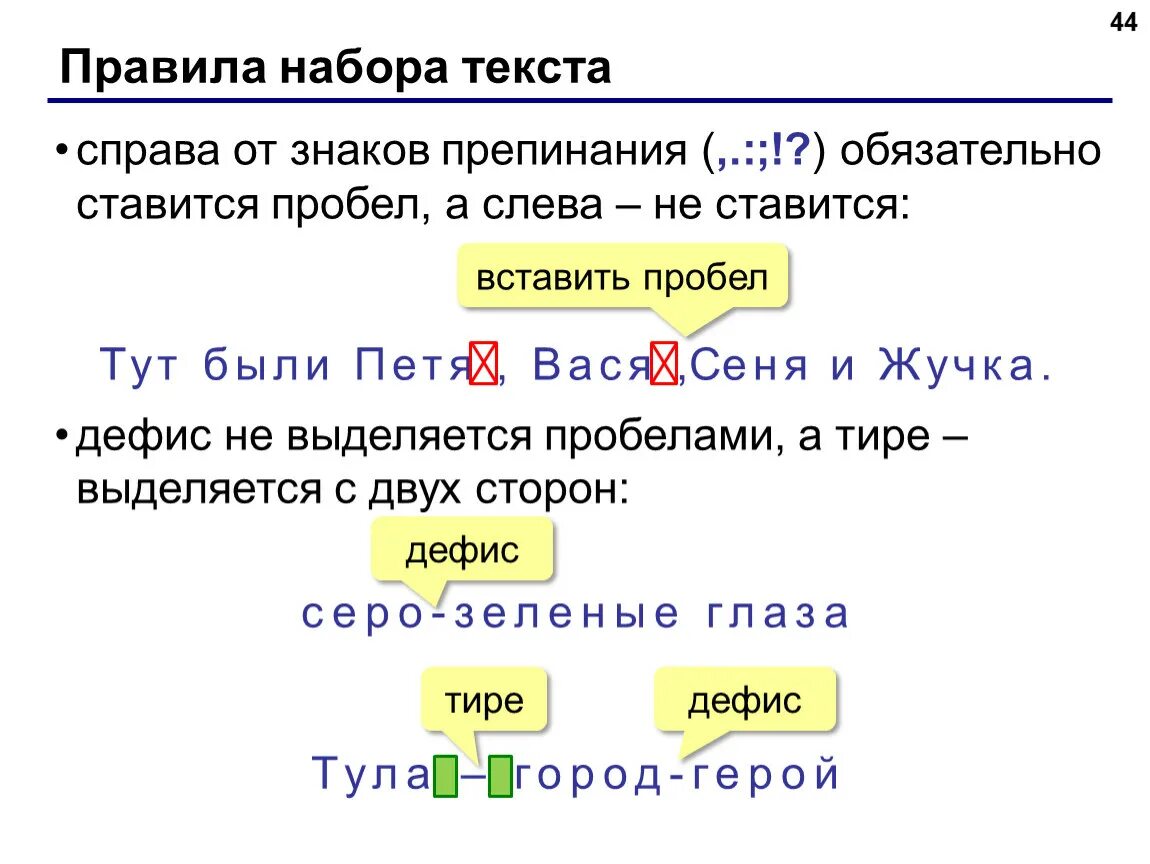 Правила набора текста. Правила набора текста на компьютере. Правила набранного текста. Основные правила набора текста. После номер нужен пробел