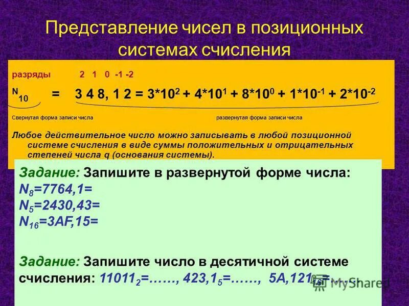 Как можно записать число в позиционной системе счисления. Развернутая форма записи. Арифметические основы компьютера. Запись чисел в позиционных системах. Позиционная система записи чисел.
