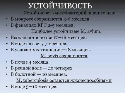 Микобактерия туберкулеза устойчива