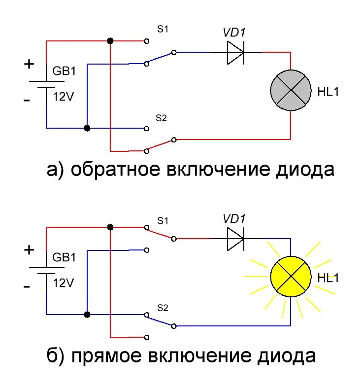 Напряжение через диод. Схема включения стабилитрона и диода. Схема подключения полупроводникового диода. Схема подключения диода как подключить. Схема обратного включения диода.