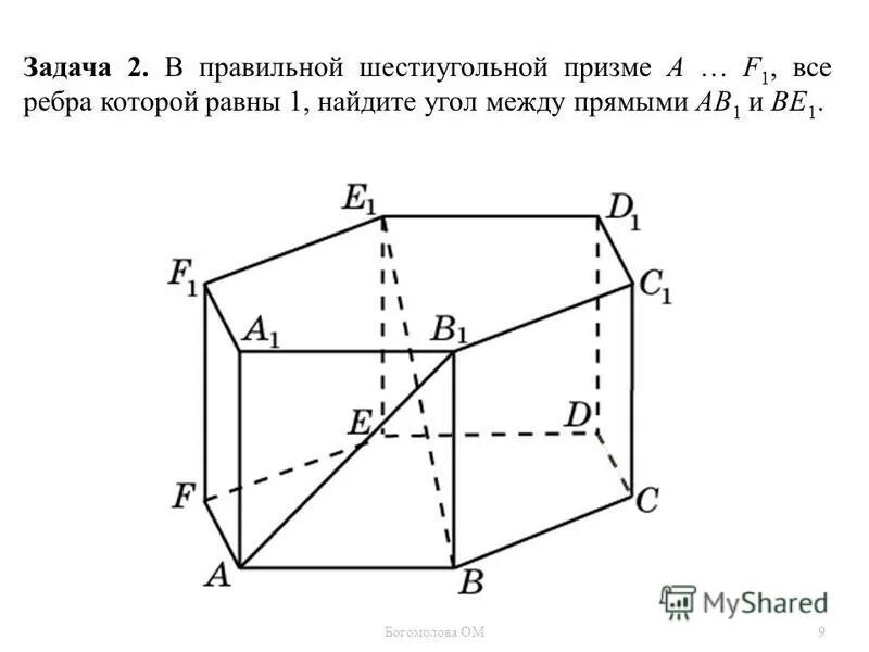 Все ребра равны 1. Ребра правильной шестиугольной Призмы. 6 Угольная Призма задачи. Правильная шестиугольная Призма.