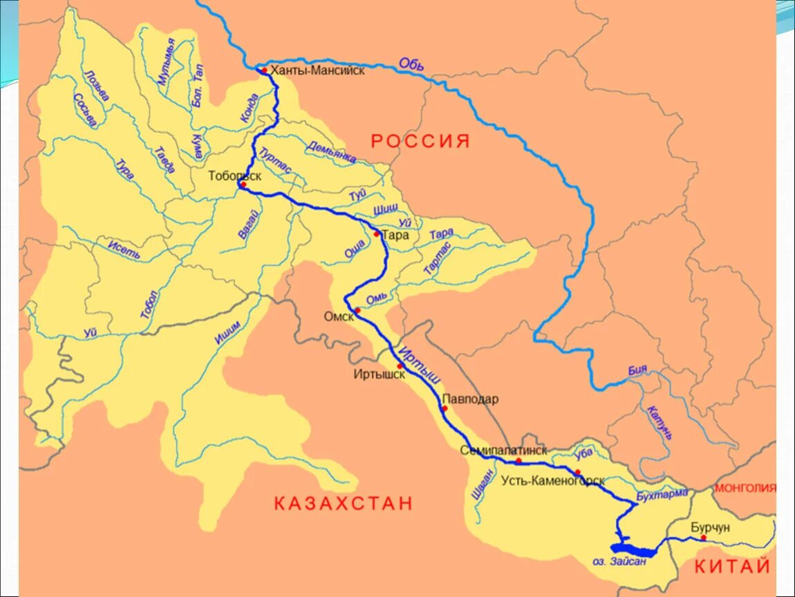 Река Иртыш карта реки