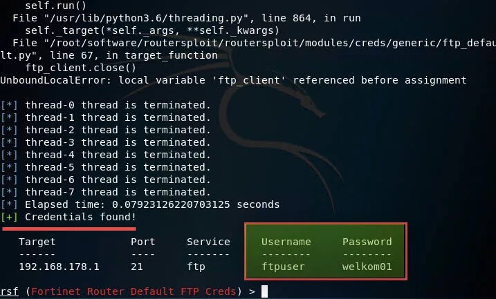 Referenced before assignment. Routersploit. unboundlocalerror(&quot;local variable &#039;c1&#039; referenced before assignment&quot;). routersploit windows. service port target port.