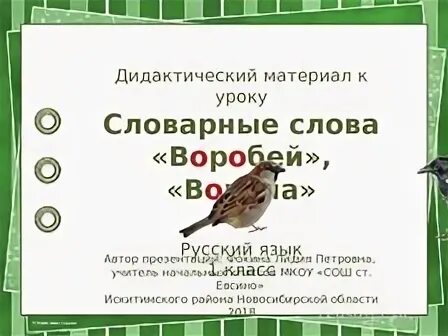 Текст воробей 1 класс. Словарные слова Воробей ворона 1 класс. Схема слова Воробей.