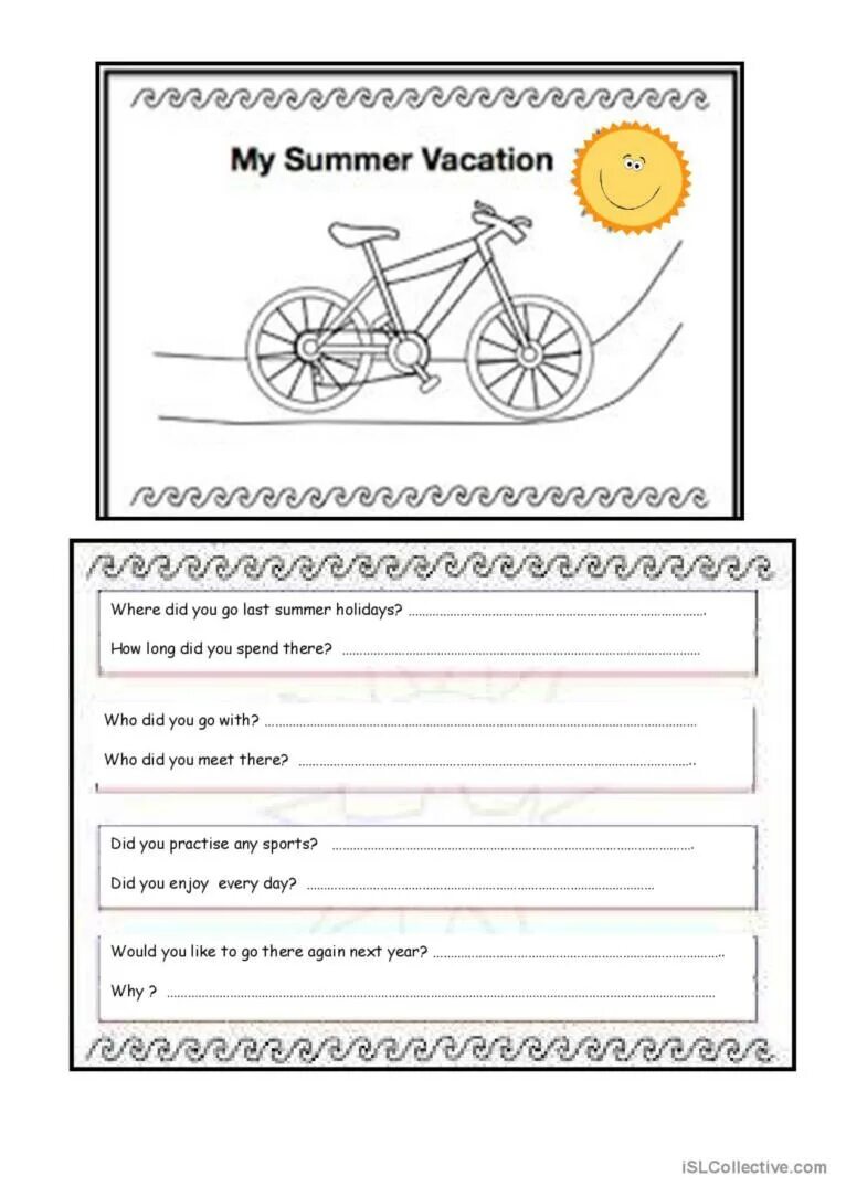 Summer Holidays Worksheets. Текст Summer vacation. My Summer Worksheet. Тема speaking my Summer vacation. Where do you spend your holidays