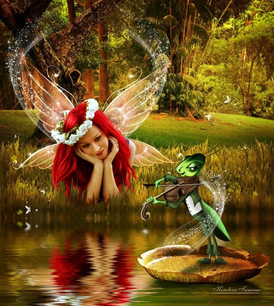 Солнечного дня и отличного настроения. Лесная фея. Открытка волшебного дня. Прекрасного волшебного дня. Доброго волшебного дня.