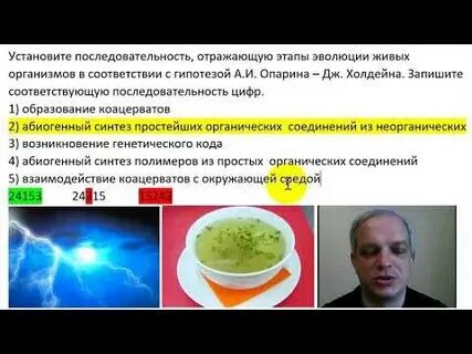 Установите последовательность жизни на земле