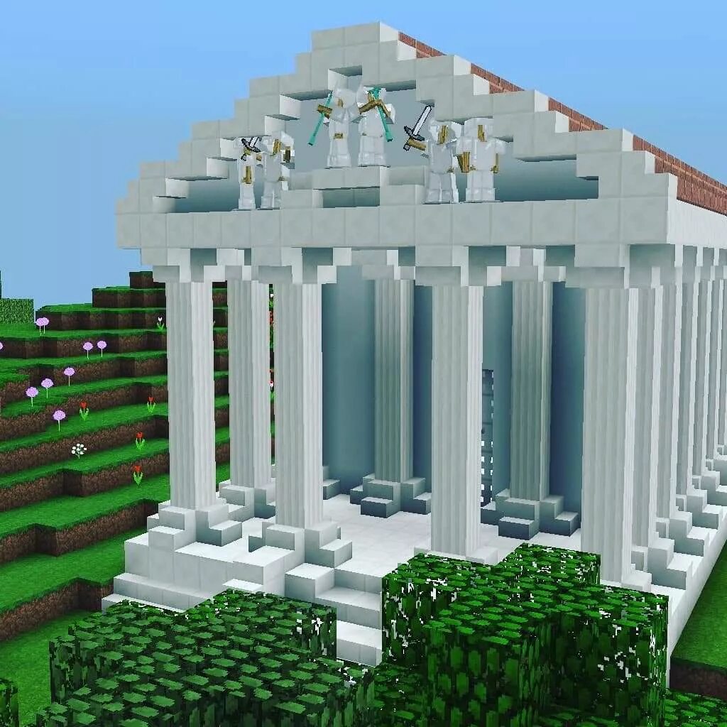 Temples minecraft. Храм Афины майнкрафт. Белый храм майнкрафт. Эллинский храм майнкрафт. Парфенон майнкрафт.