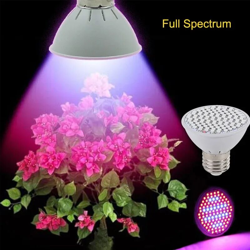 Фитолампа светодиодная е27 220 в 24 Вт 3 лепестка, фиолетовый свет. Фитолампа led grow Light. Прожектор для растений