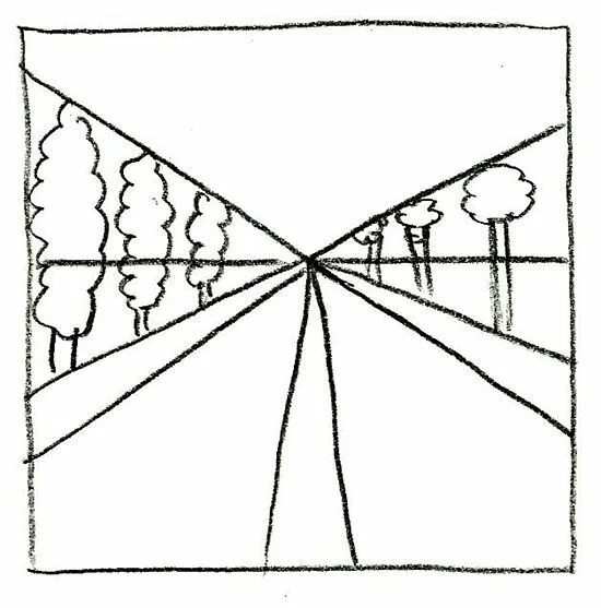 Урок 6 класс перспектива. Изображение пространства перспектива воздушная перспектива. Линейная перспектива с 1 точкой схода. Пейзаж с линейной перспективой и воздушной перспективой. Линейная перспектива 6 класс изо.