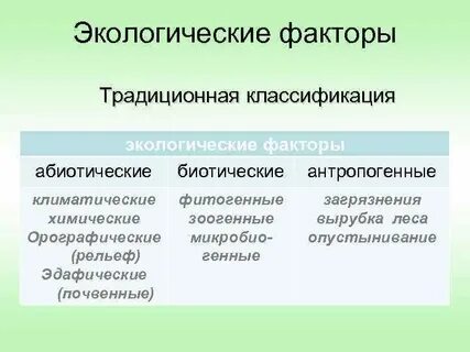Традиционные факторы