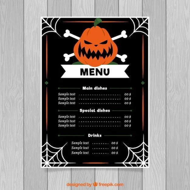 Halloween menu