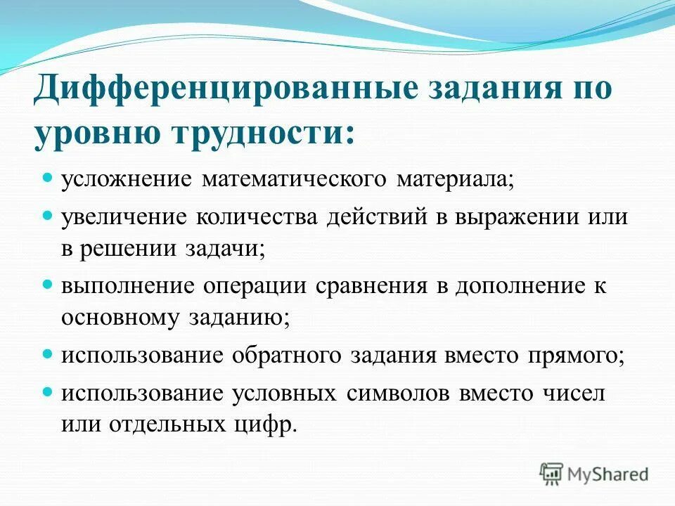 Пример дифференцированного домашнего задания Презентация "Создание документа. Форматирование символов и абзацев по заданным у