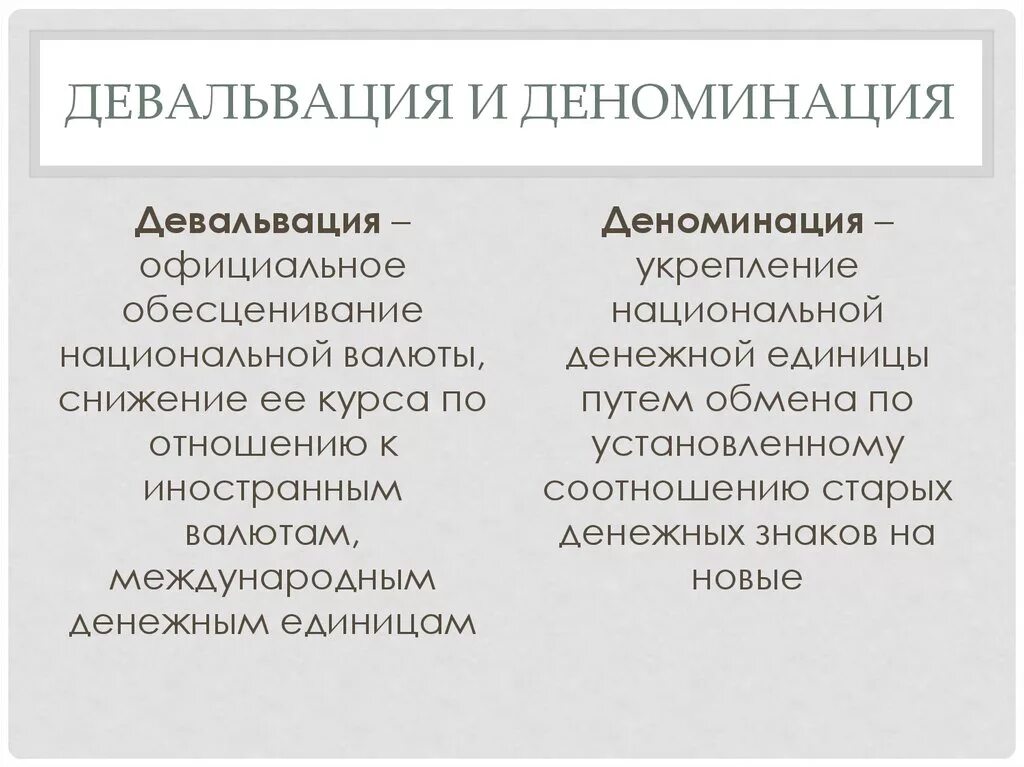 Девальвация национальной валюты мера снижения инфляции. Девальвация и деноминация. Девальвация это. Девальвация и деноминация рубля. Деноминация ревальвация.