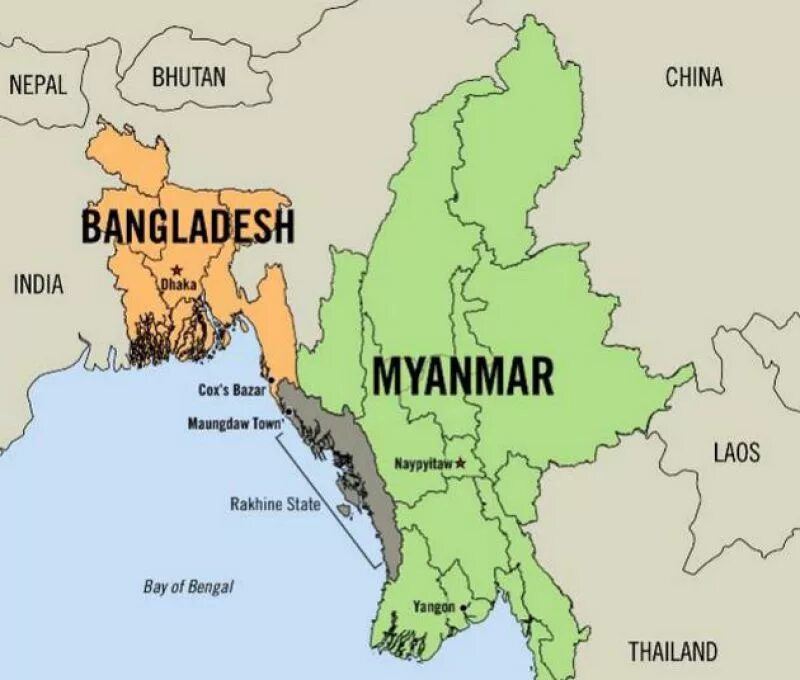 Бангладеш какая страна где находится столица национальность. Бирма на карте. Мьянма Страна на карте. Бангладеш и Мьянма карта. Штат Ракхайн.
