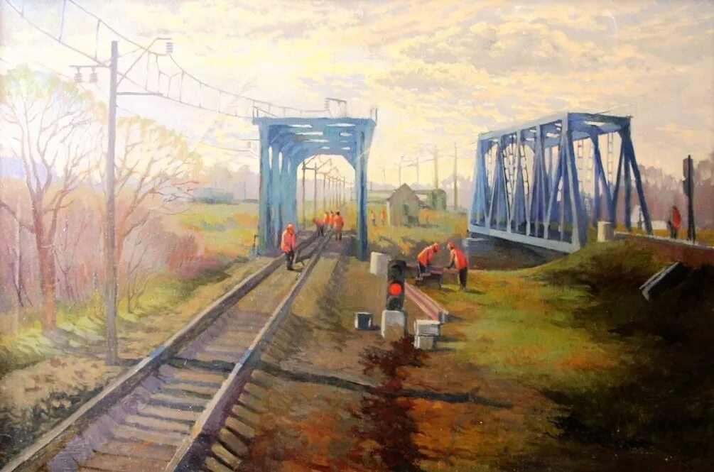 Картина железная дорога. Марахин к. художник Железнодорожный пейзаж 2006 года. Железная дорога художник Александр Журавлев. Железная дорога в живописи. Пейзажи железной дороги.