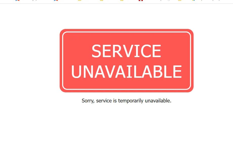 App unavailable. Service unavailable. Штамп unavailable. Temporarily unavailable. The service is unavailable..