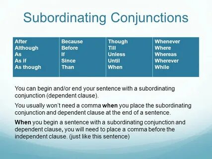 Subordinating conjunctions
